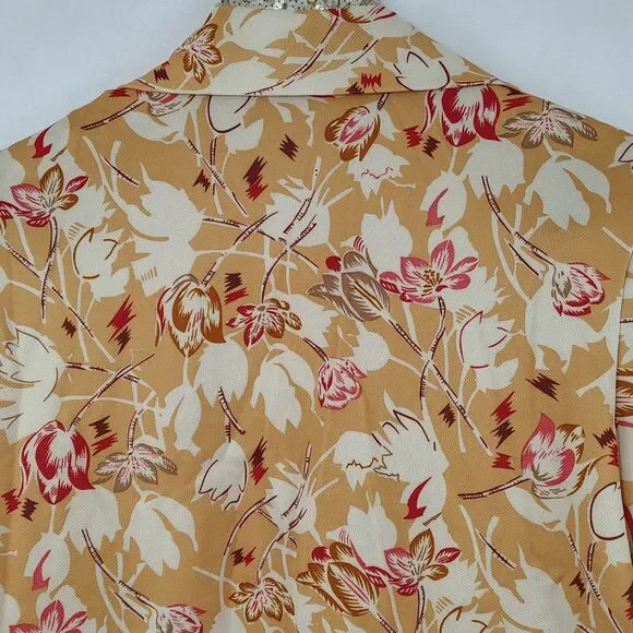 Vintage 70s No Brand Tag Yellow Floral Top Funky Groovy - Picture 4 of 9